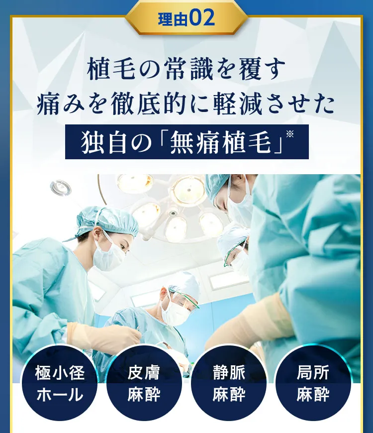 植毛の常識を覆す痛みを徹底的に軽減させた独自の「無痛植毛」
