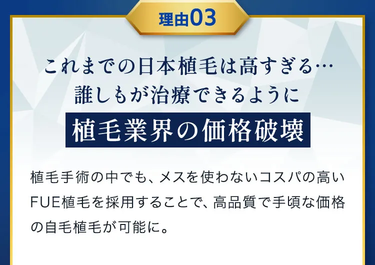 これまでの日本植毛は高すぎる…誰しもが治療できるように植毛業界の価格破壊